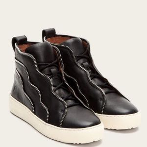 Frye Black Webster Zip Leather High Top Sneakers Size 8